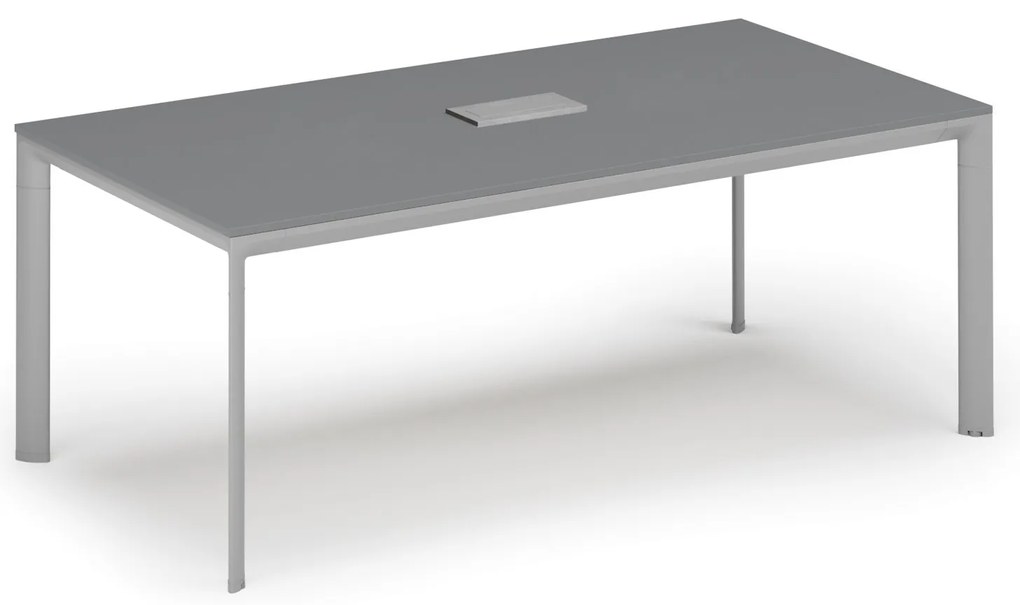 Stół konferencyjny PRIMO INVITATION, 240x120 cm, grafit + port blatowy TYP I, srebrny
