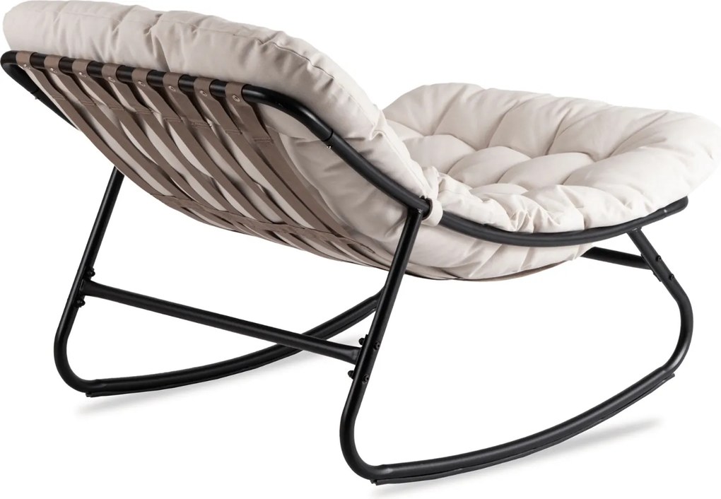 Bujany fotel na taras Aurora - bujak ogrodowy z pikowaną poduchą, beżowy