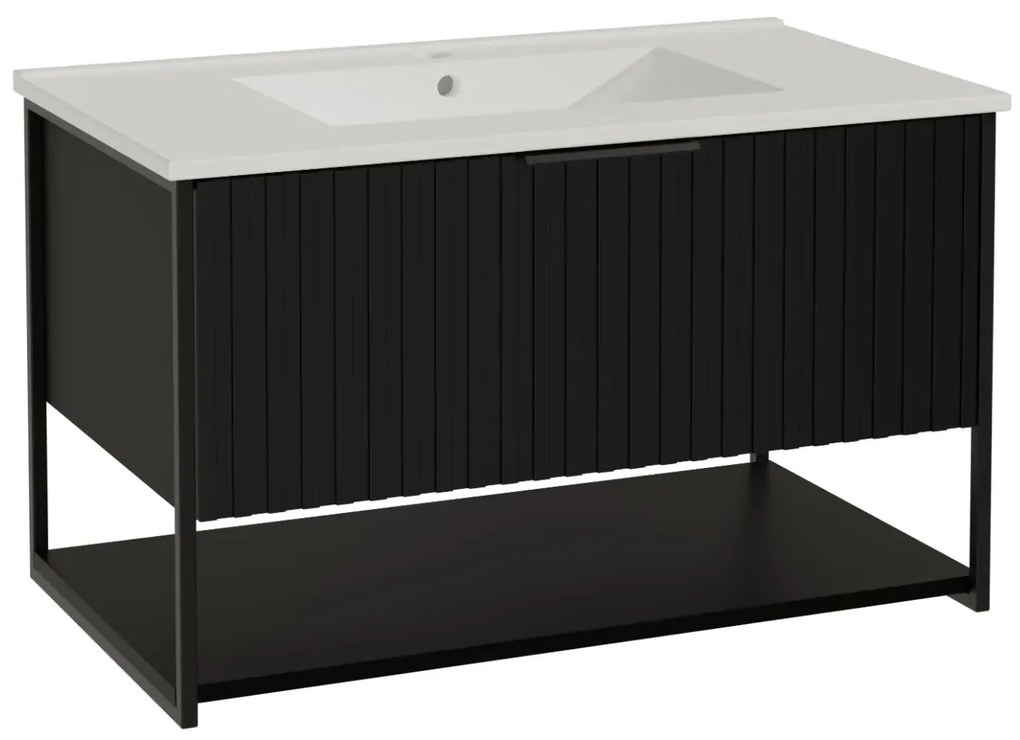 Szafka pod umywalkę TURF BLACK VINTAGE 80-1S 80cm czarna STRAMA
