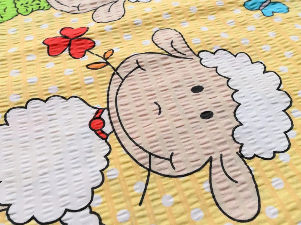 PrzytulneMieszkanie.pl PrzytulneMieszkanie.pl Pościel z kory do łóżeczka OWCZKI żółte Rozmiar pościeli: 45 x 65 cm | 90 x 135 cm