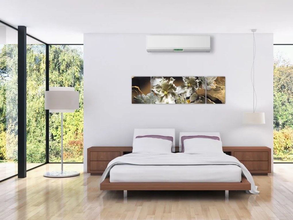 Obraz - Orchidea kwiaty na marmurowym tle (170x50 cm)