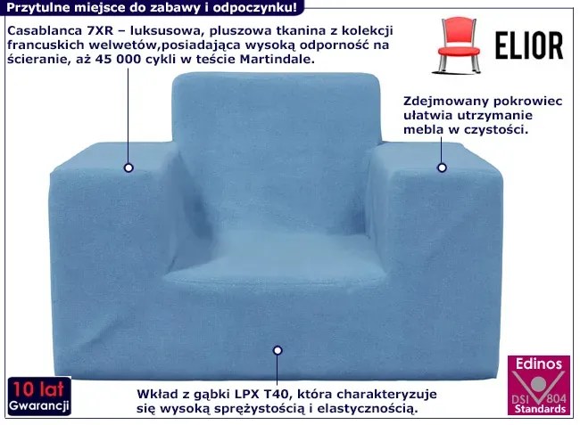 Niebieski fotel dla chłopca z gąbki - Hring 4X