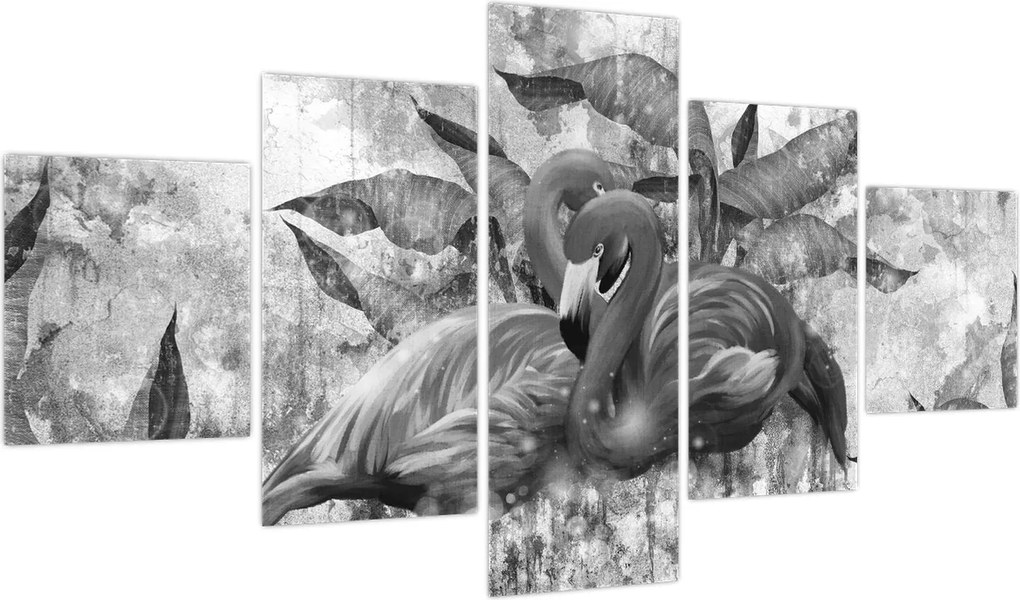 Obraz - Graffiti z flamingami (125x70 cm)
