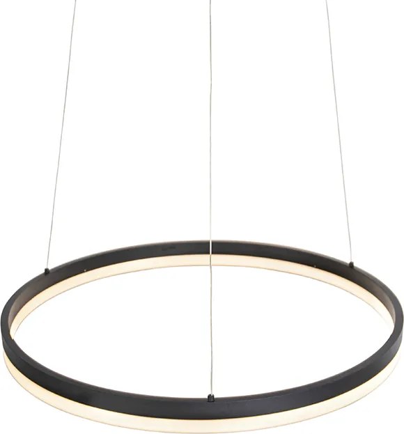 Designerska lampa wisząca czarna 60 cm z LED 3-stopniowy ściemniacz - Anello