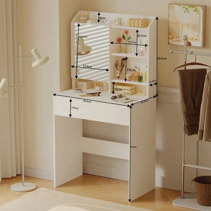 Nowoczesna toaletka kosmetyczna z otwieranym lustrem loft szuflada glamour