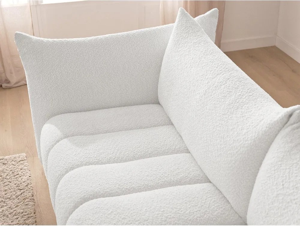 Biały narożnik z materiału bouclé (lewostronny/z szezlongiem) Azra – Bobochic Paris