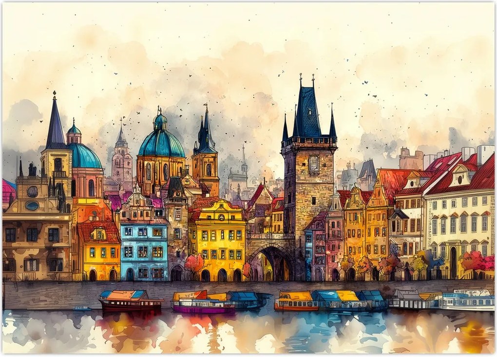 Obraz - Jesień w malowanym mieście (70x50 cm)
