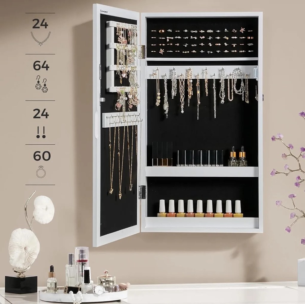 Szafka ścienna na biżuterię z lusterkiem Altar 51 biała