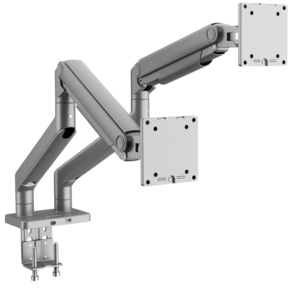 Metalowy uchwyt na dwa monitory JAKE, szary