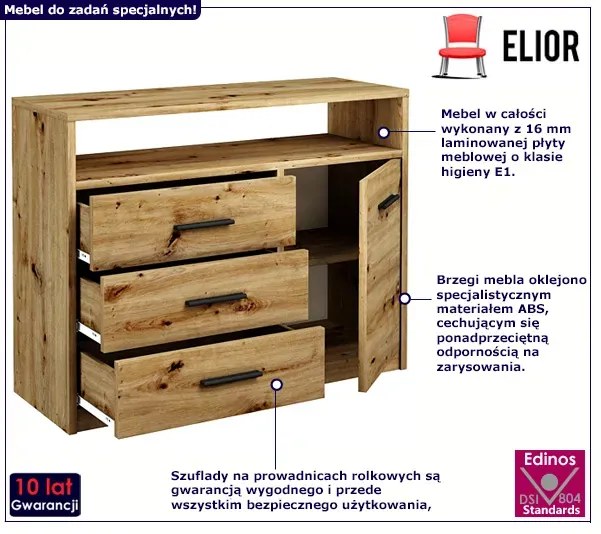 Klasyczna komoda z szufladami dąb artisan - Cermesa 3X