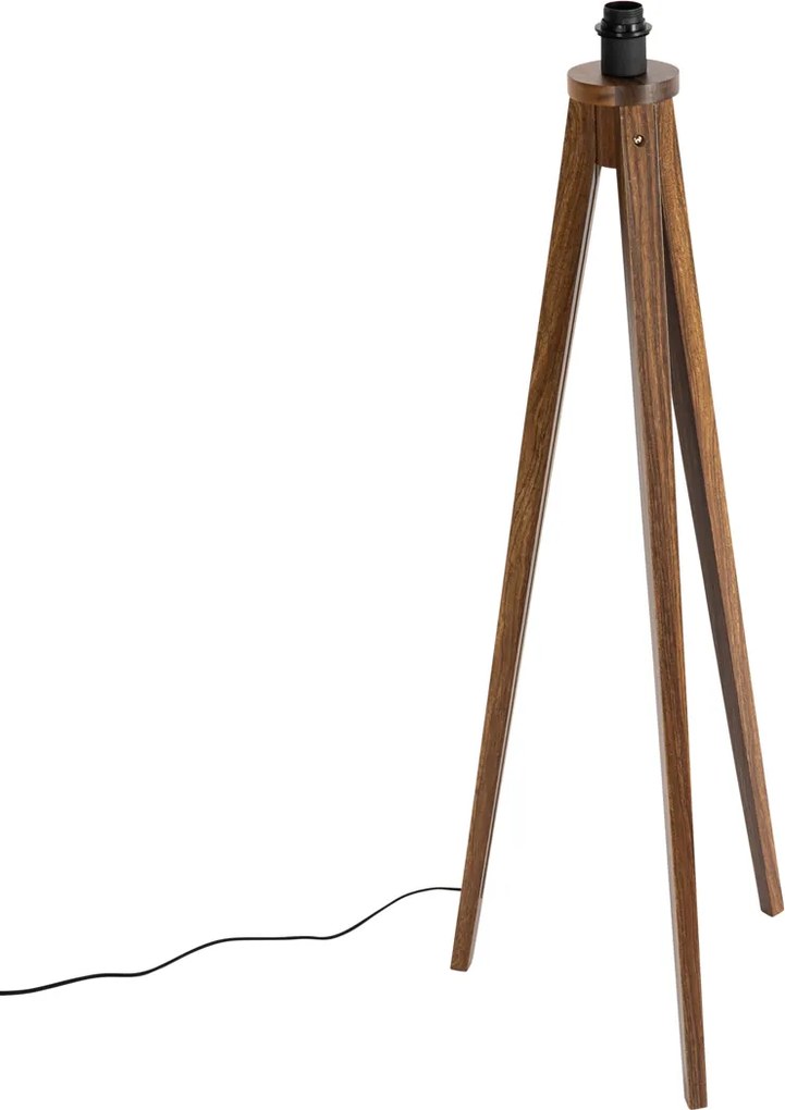 Rustykalna lampa podłogowa statyw orzechowe drewno - Tripod Classic