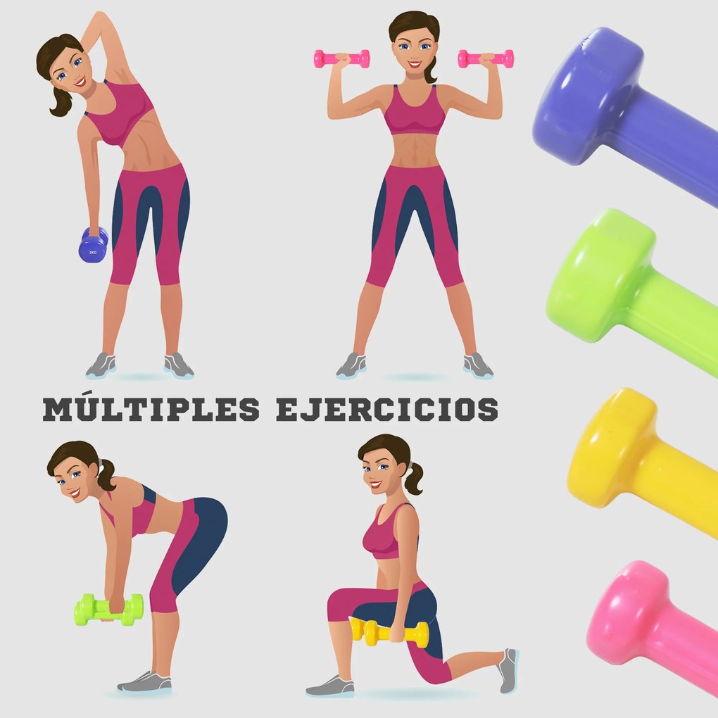 Zestaw hantli Homcom Zestaw hantli z etui przenośne 0,5 kg/1 kg/1,5 kg/2 kg