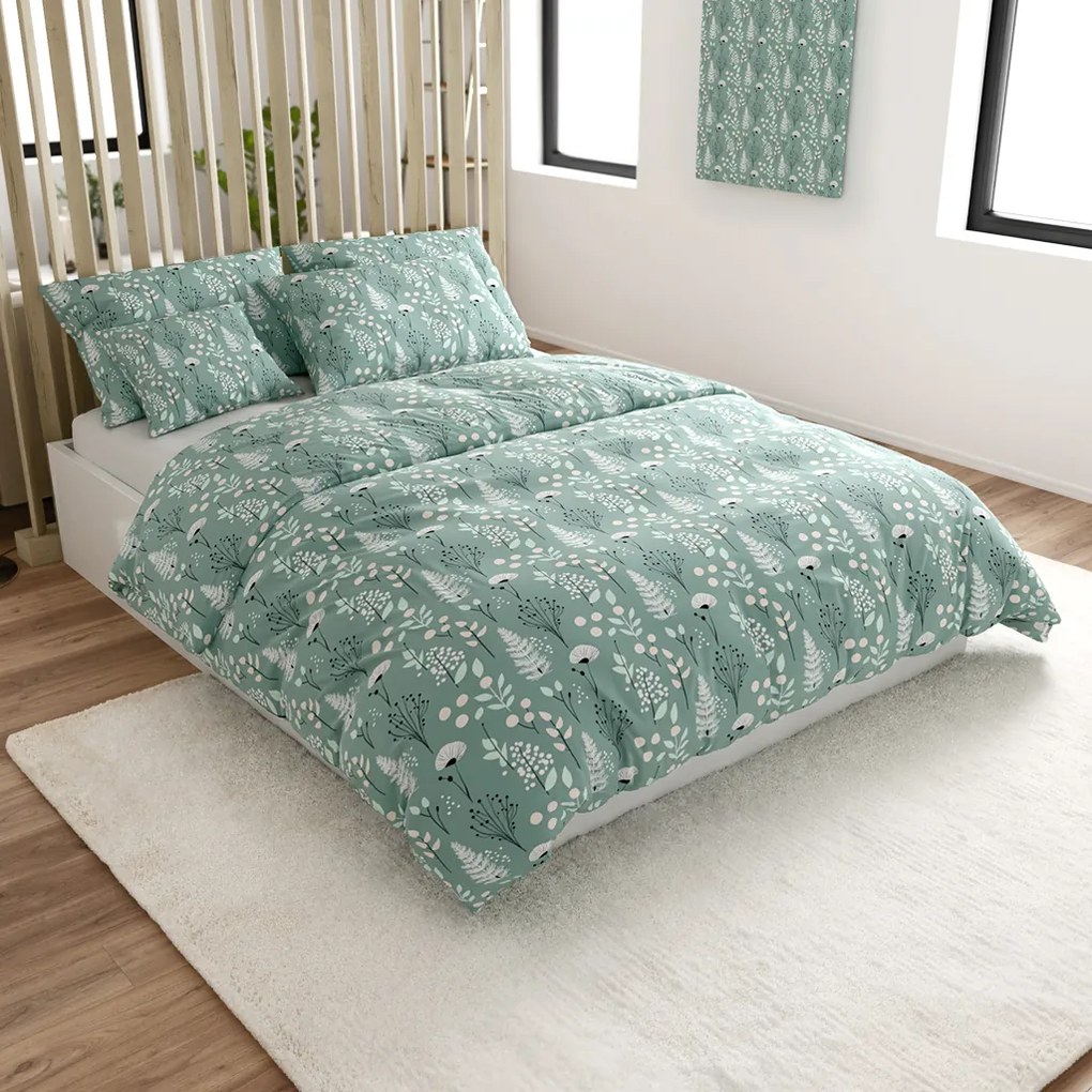 PrzytulneMieszkanie.pl PrzytulneMieszkanie.pl Bawełniana pościel WILD FLOWERS miętowa Rozmiar pościeli: 70 x 90 cm | 140 x 200 cm