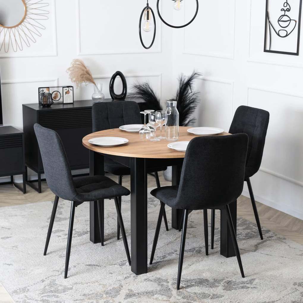 Krzesło Tapicerowane do Jadalni PERU 2 Czarne Nowoczesne Loft