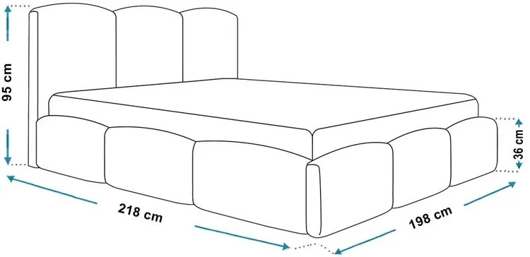 Podwójne łóżko welurowe z eleganckim zagłówkiem 180x200 Nifea 4X - 36 kolorów