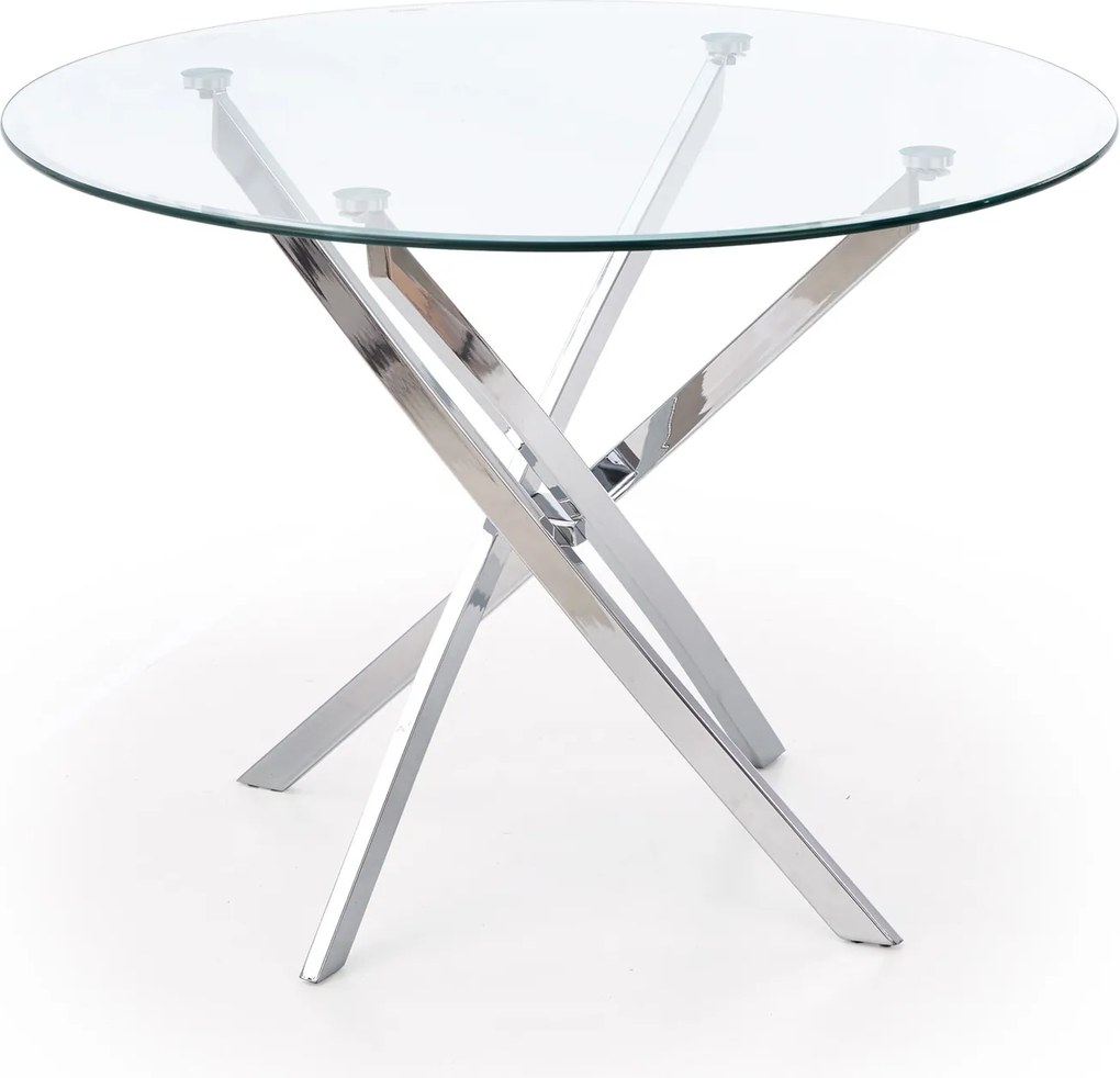 Szklany stół Raymond na srebrnych nogach