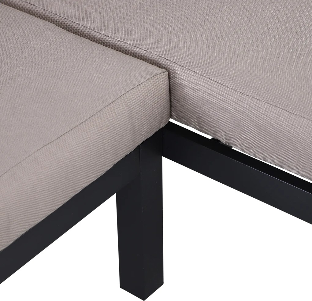 Sofa ogrodowa dwuosobowa 3-częściowy zestaw mebli ogrodowych aluminium z poduskami - Sofa ogrodowa dwuosobowa aluminium | Aosom PL