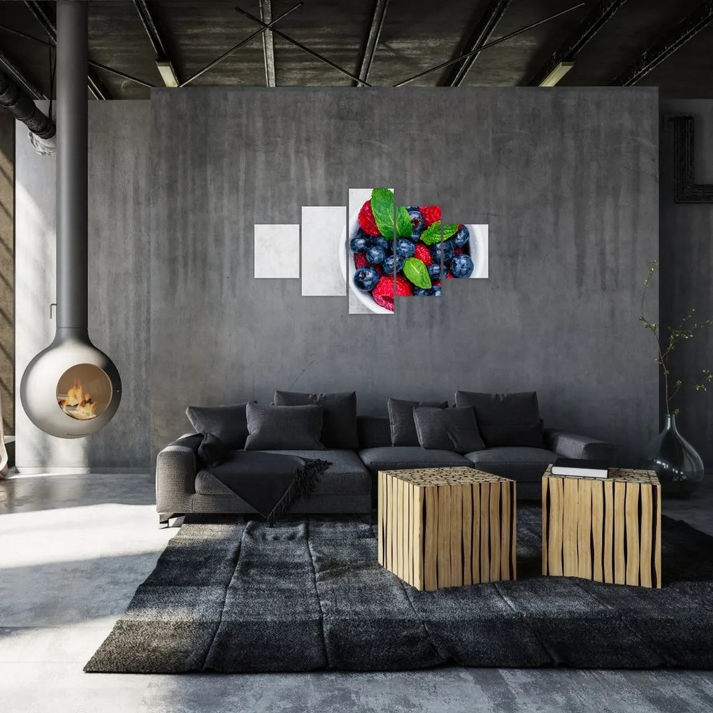Obraz- miska z leśnymi owocami (125x70 cm)
