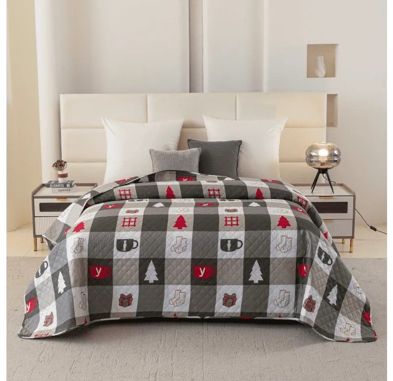 Narzuta na łóżko CHRISTMAS SOCKS, zielona Rozmiar: 170 x 210 cm