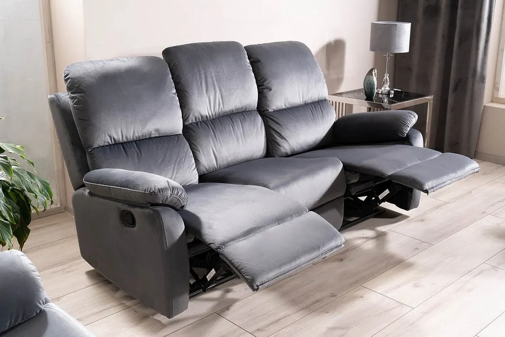 Sofa rozkładana SPENCER 3 VELVET szara SIGNAL