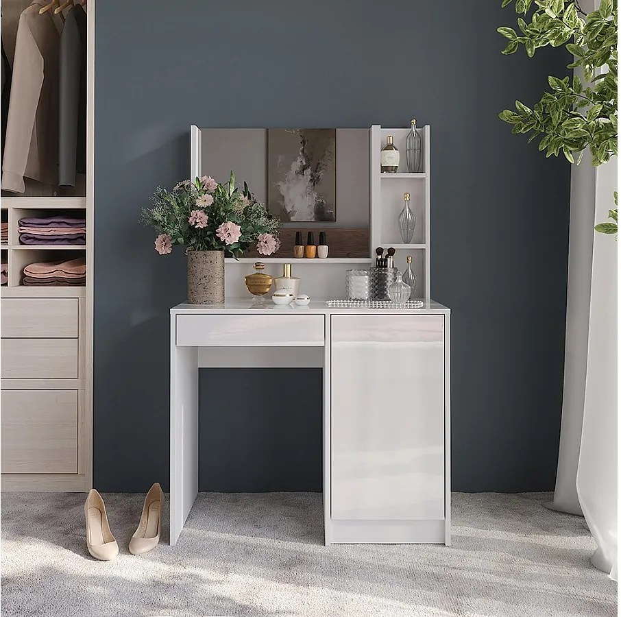 Stolik do przebierania biały/biały wysoki połysk 89.8x50.1x76 sherry