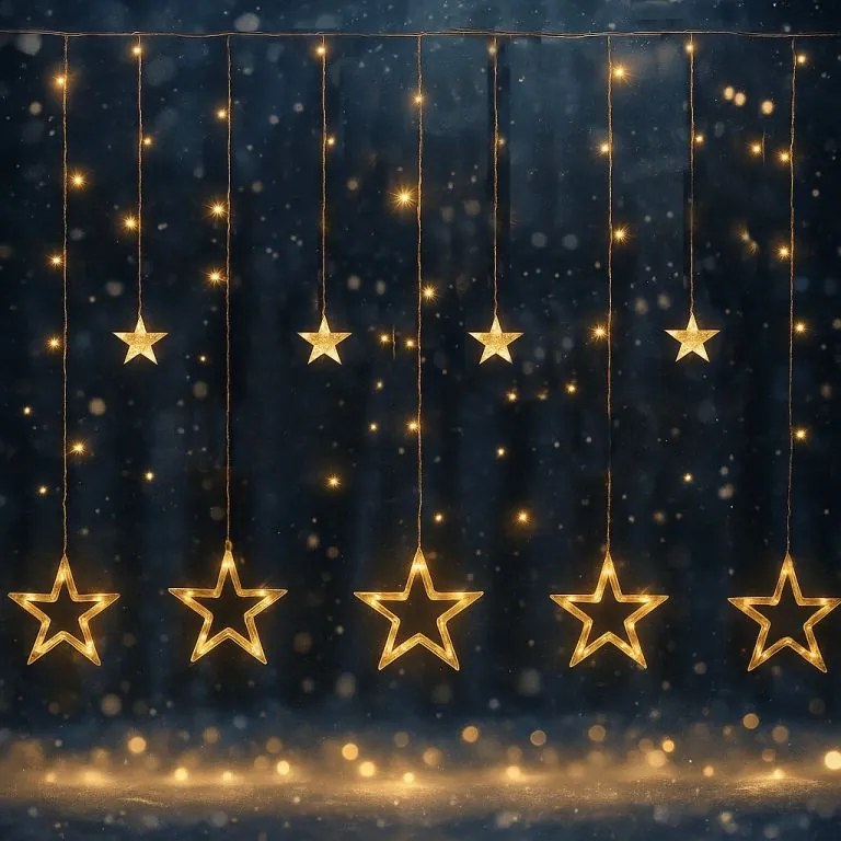 Dekoracja świąteczna - świecące gwiazdki,150LED, ciepła biel