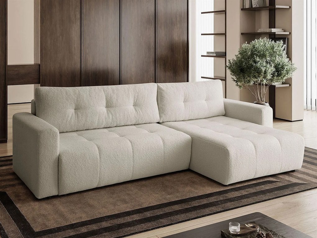 Narożnik w kształcie L VIENNA, tkanina Lambi, Ecru, Prawy