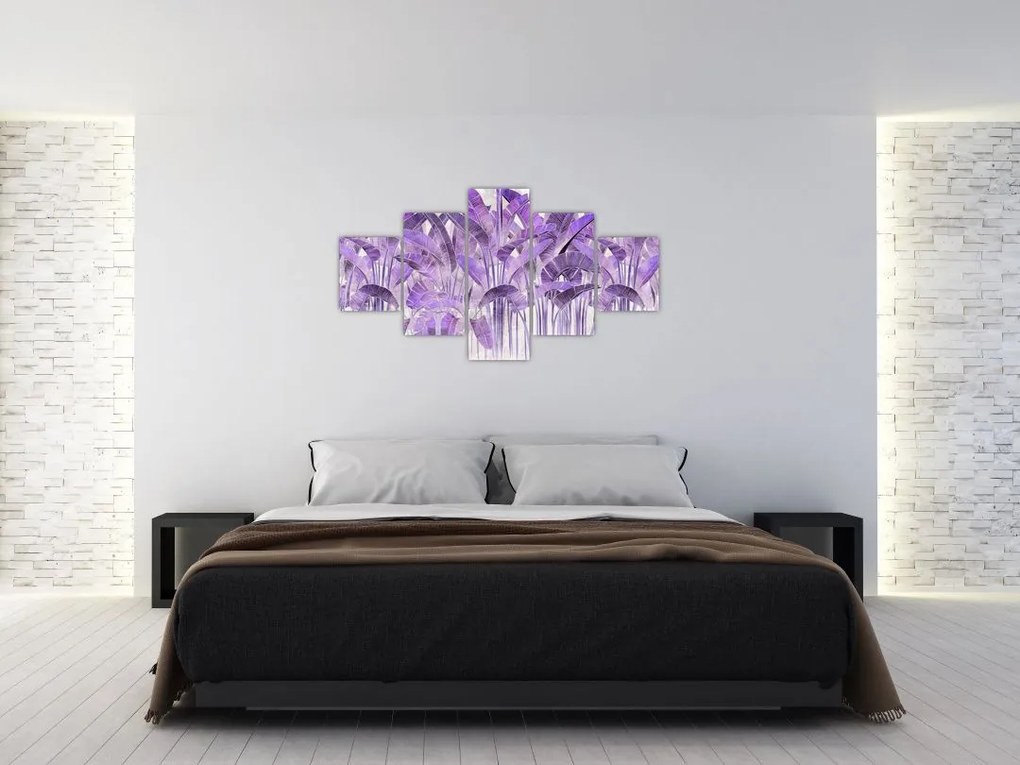 Obraz - Fioletowe liście w gipsie (125x70 cm)