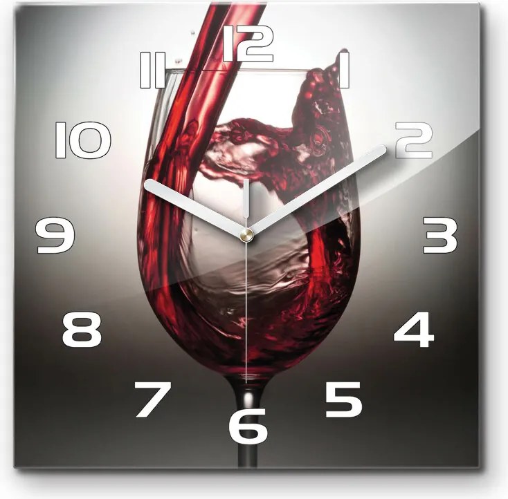Zegar szklany kwadratowy Czerwone wino