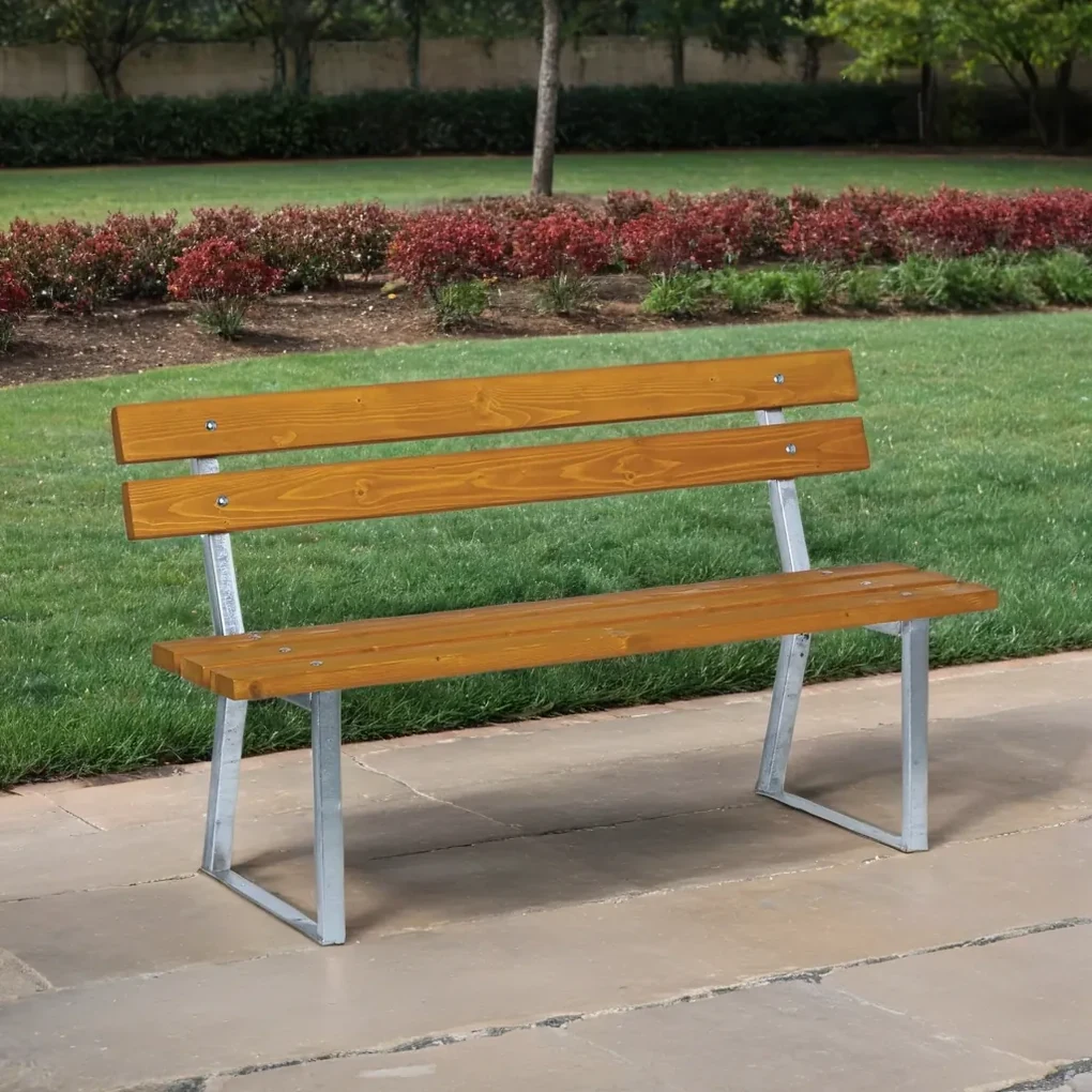Ławka parkowa STANDARD z oparciem 1+1 GRATIS, ocynkowana, 1500 mm, limba