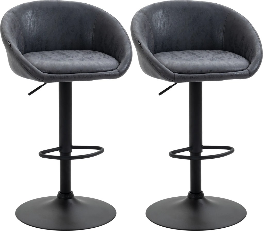 HOMCOM 2 szt krzesła barowe regulowane obrotowe 360 stopni Szare Nowoczesne i funkcjonalne | Aosom PL