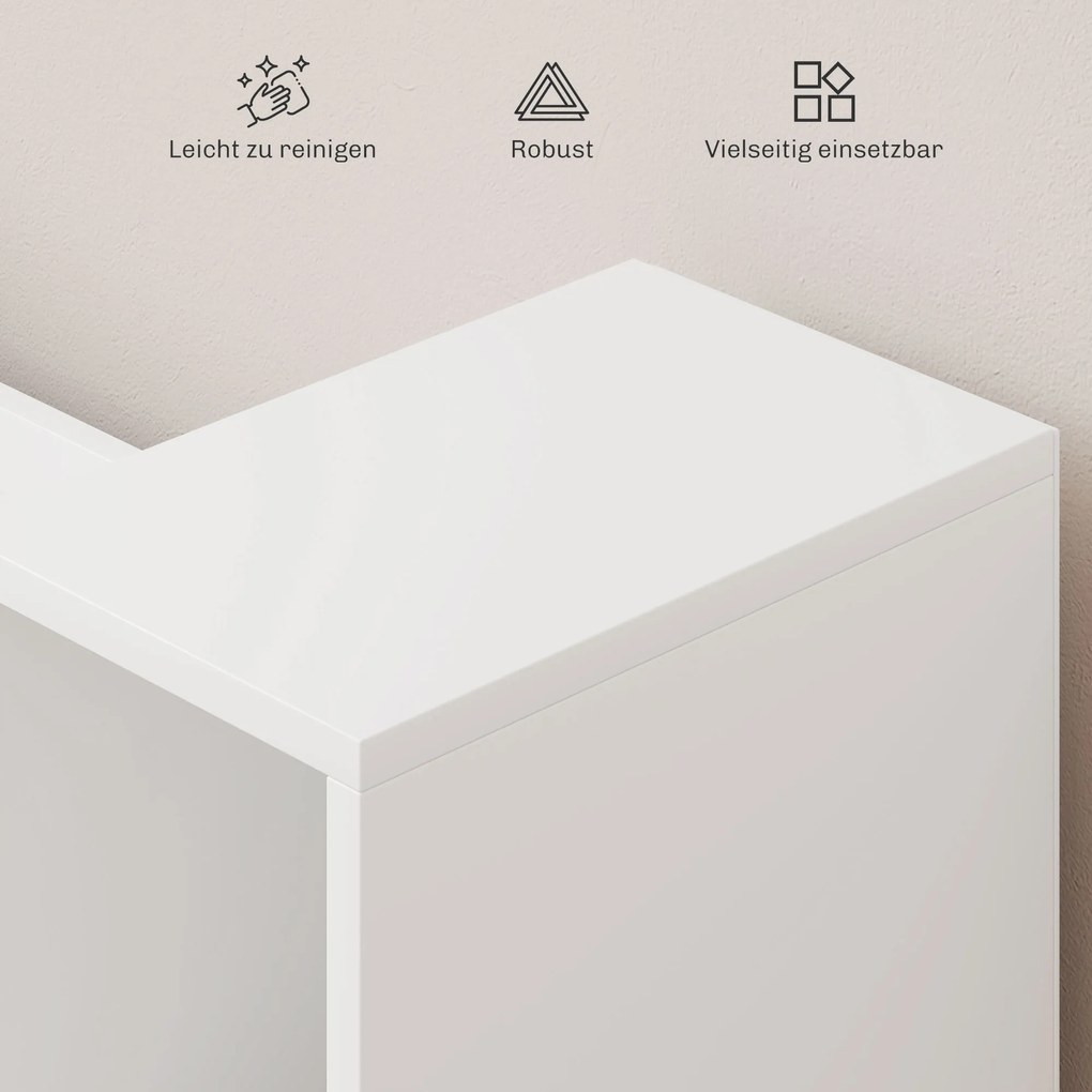 HOMCOM Regał na Książki z Miejscem do Siedzenia, 6 Półek, Tapicerowany, 105 x 30 x 63 cm, Biały