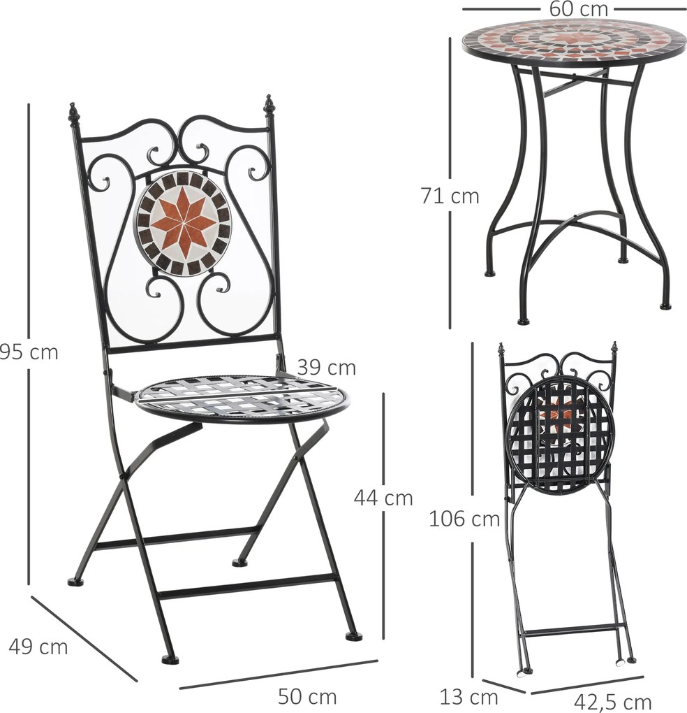 Zestaw mebli ogrodowych Outsunny 3-częściowy