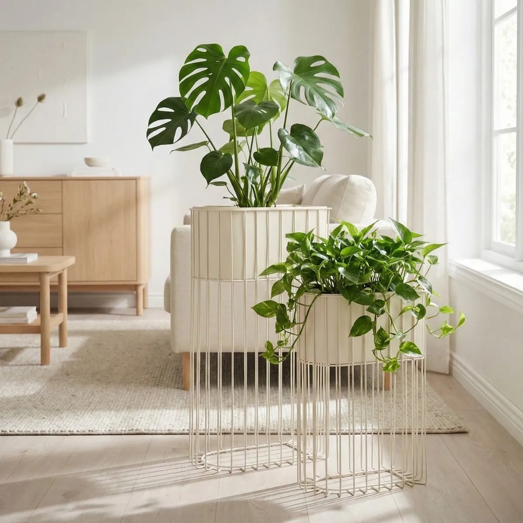 Zestaw 2 metalowych kwietników stojących SOFT FORM