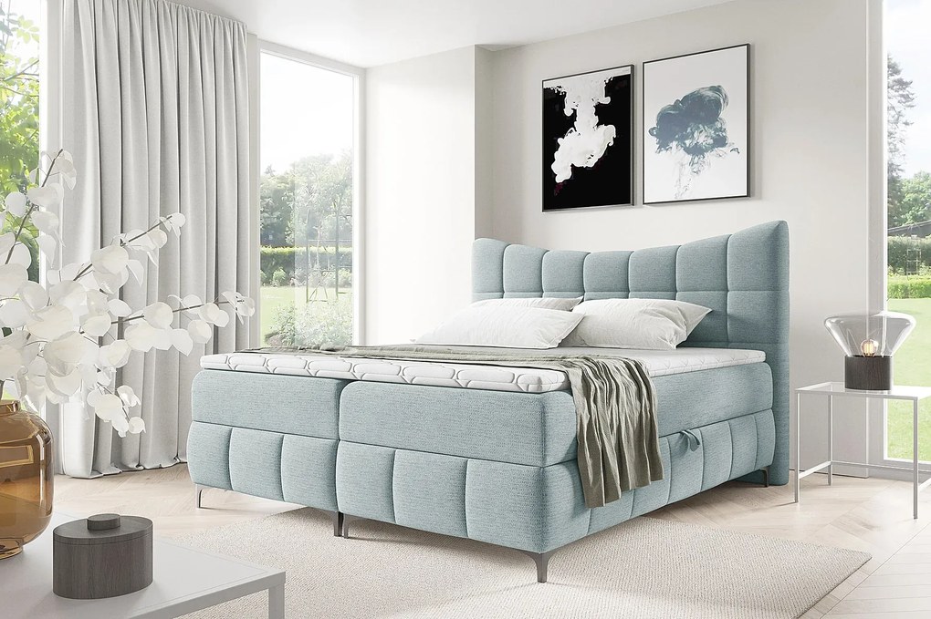 Błękitne pikowane łóżko kontynentalne 5 rozmiarów G9-A56