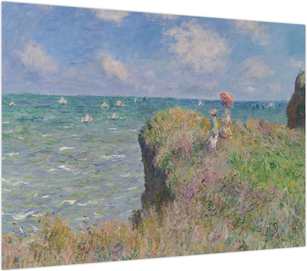 Obraz na szkle - Claude Monet, Cliff Walk at Pourville, reprodukcje (70x50 cm)