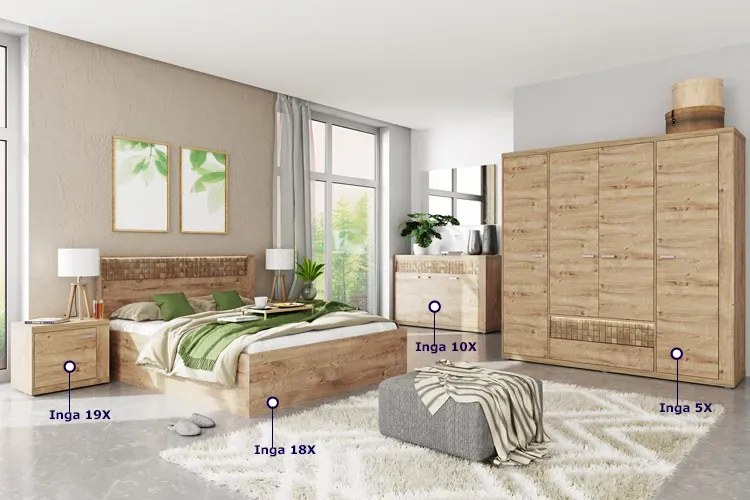 Komplet mebli do sypialni w dekorze dąb ribbeck B0-H61