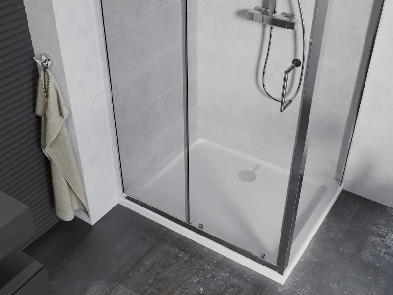 Mexen Apia kabina prysznicowa rozsuwana 90 x 70 cm, transparent, chrom + brodzik Flat - 840-090-070-01-00-4010