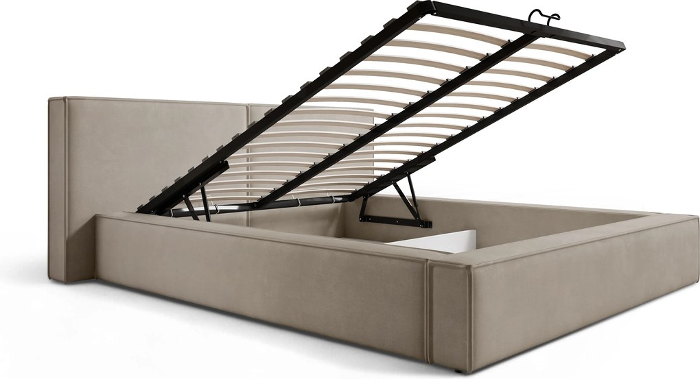 Łóżko tapicerowane Molino 160x200 z pojemnikiem - beżowy welur Castel 15