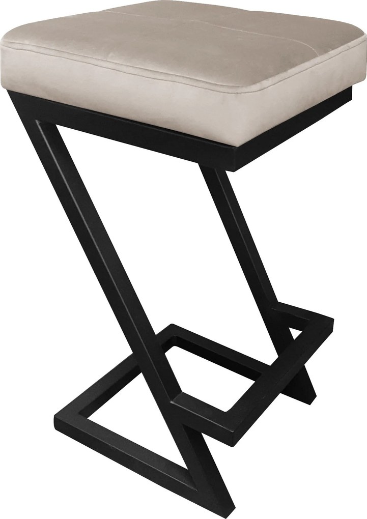 Hoker ZETA krzesło barowe tkanina Welur podstawa metalowa LOFT : Kolor Stelaża - Czarny , Kolor tkaniny - VELVET - MG09