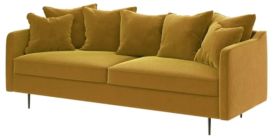 Miodowożółta aksamitna sofa Ghado Esme, 214 cm