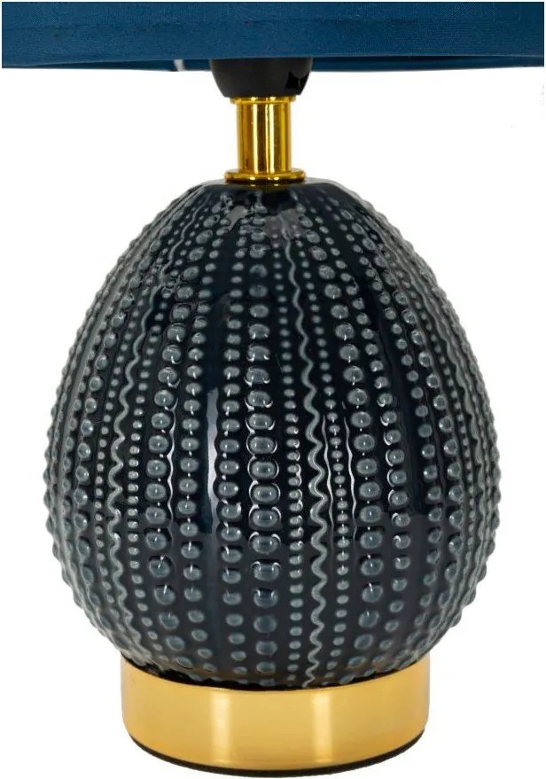 Niebieska lampa stołowa ceramiczna z tekstylnym kloszem (wysokość 30,5 cm) Flavi – Mauro Ferretti