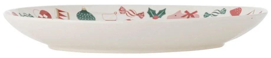 Kremowy kamionkowy talerz do serwowania ze świątecznym motywem ø 28 cm Yule – Bloomingville