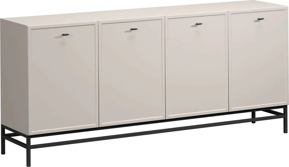 Komoda Lorini 200 cm czterodrzwiowa - kaszmir / czarne uchwyty T-bar / stelaż