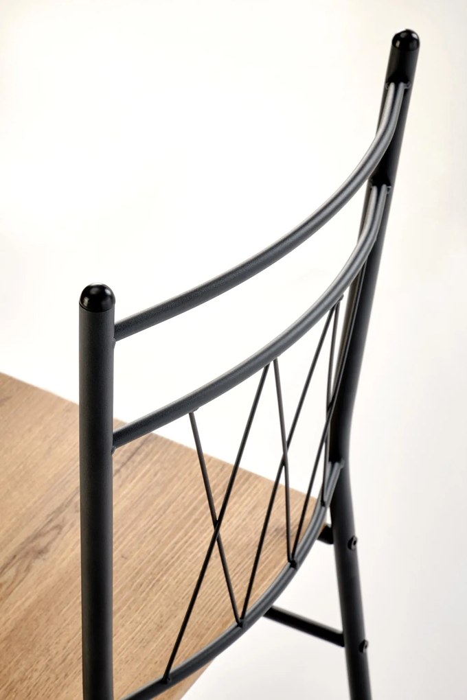 Zestaw stół + 4 krzesła dąb naturalny / czarny FAUST 3