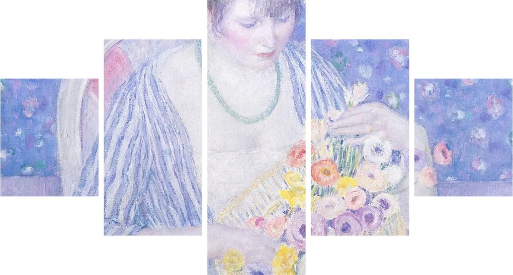 Obraz - Frederick Carl Frieseke, The Basket of Flowers, reprodukcje (125x70 cm)