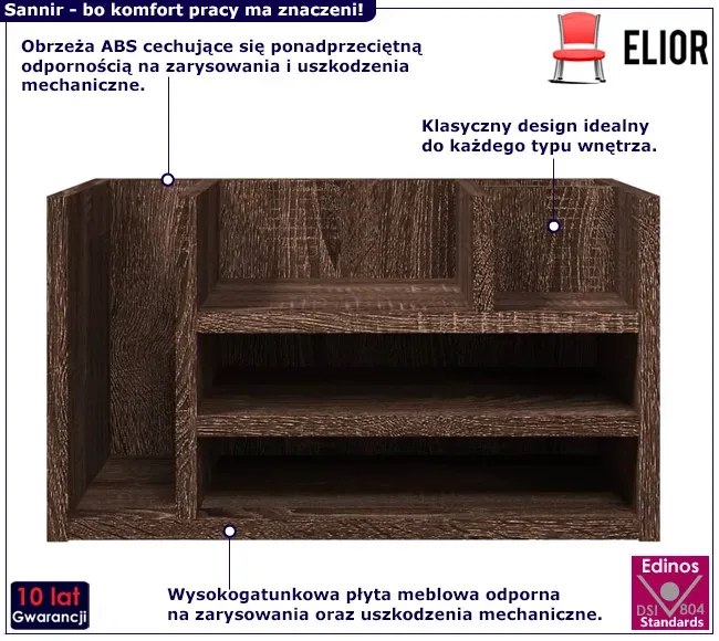 Stojący organizer na biurko brązowy dąb Zedo