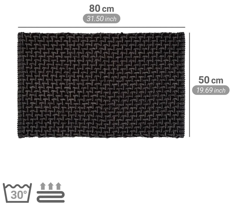 Antracytowy tekstylny dywanik łazienkowy 50x80 cm Ecoli – Wenko