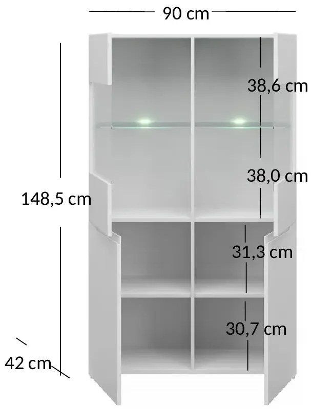 Biała komoda z witryną - Kenai 12X