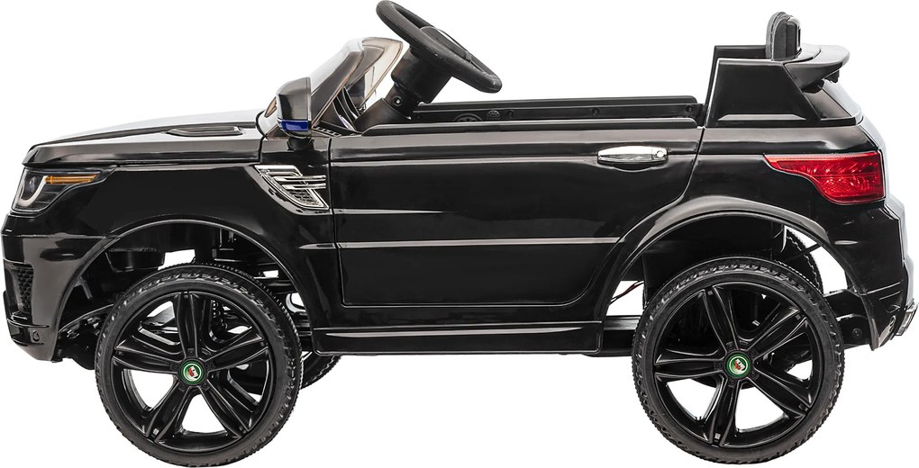 HOMCOM Elektryczny SUV dla dzieci z bezpiecznym pasem pilotem i funkcjami świetlnymi oraz muzycznymi Czarny pojazd do 5 kmh | Aosom PL